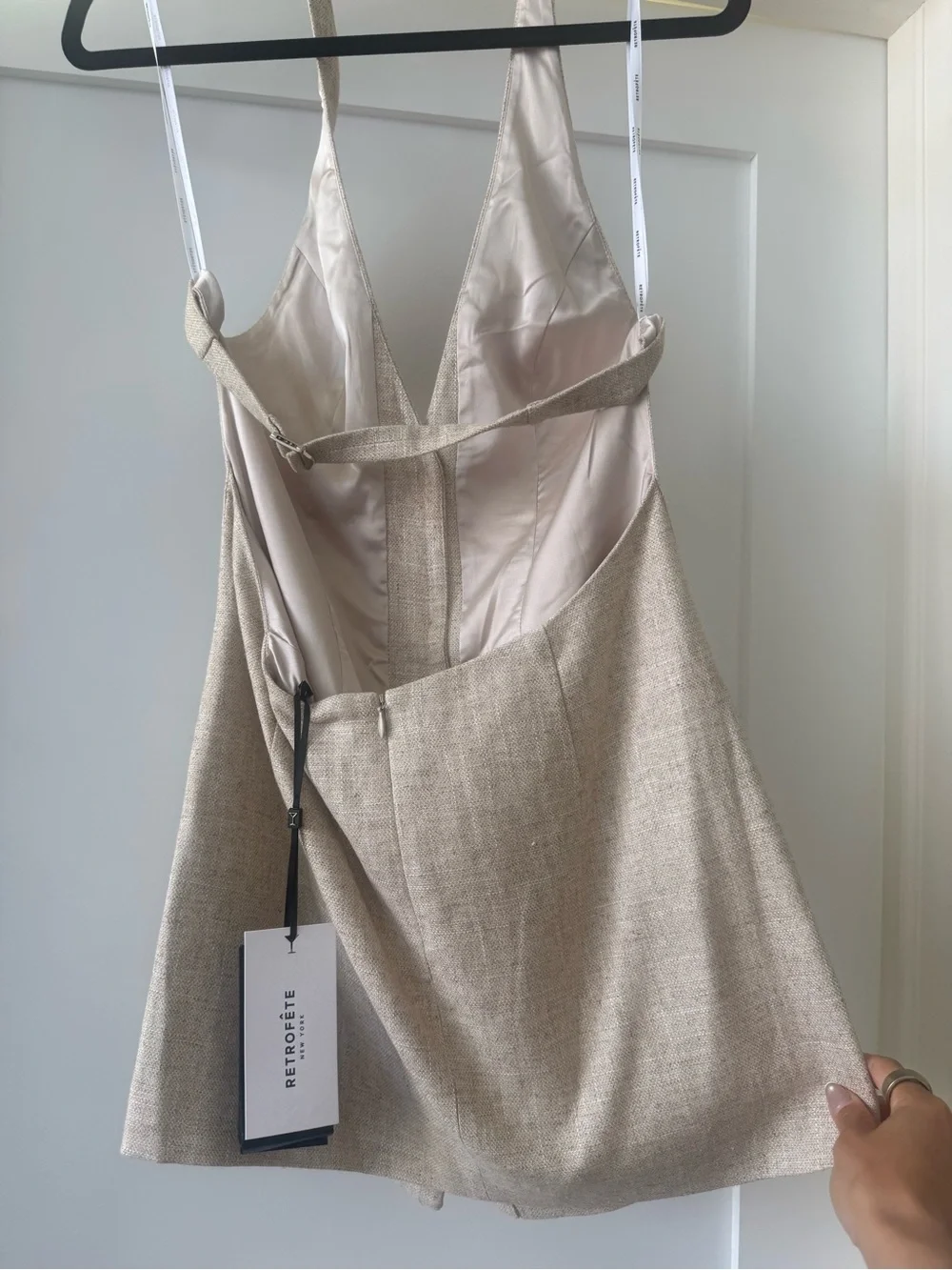 Retrofete Halter Button-Front Mini Dress
